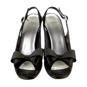 St. John Satin Bow Slingback Heels